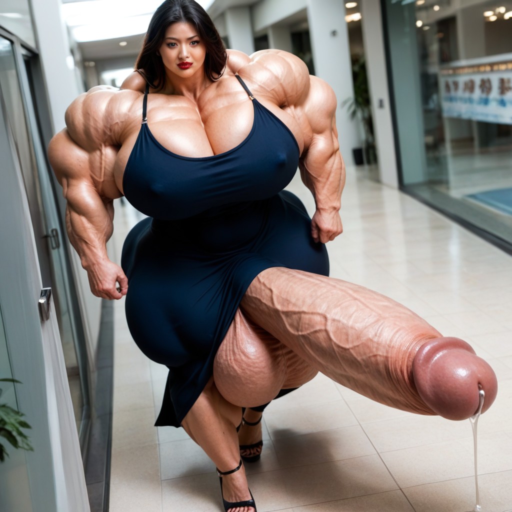Hyper Testicles, Heels, Muscular Shemale AI Porn