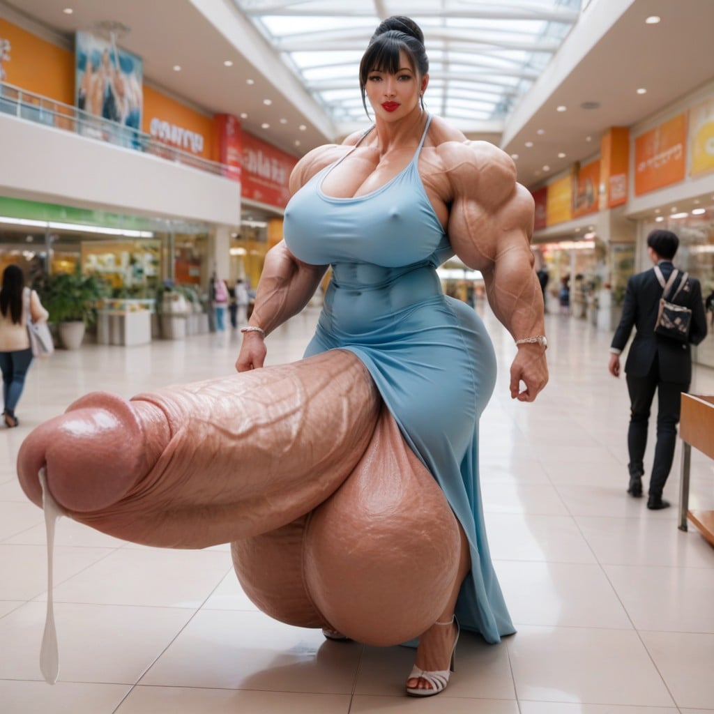 Hyper Gigantic Testicles, Pre Cum, Gigantic Testicles Shemale AI Porn