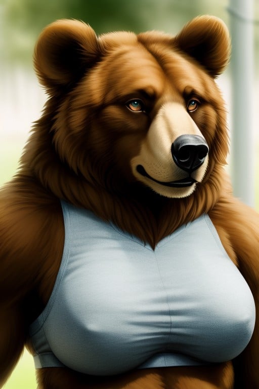 Bear, Sport Bra, Massive Breast Furry AI Porn