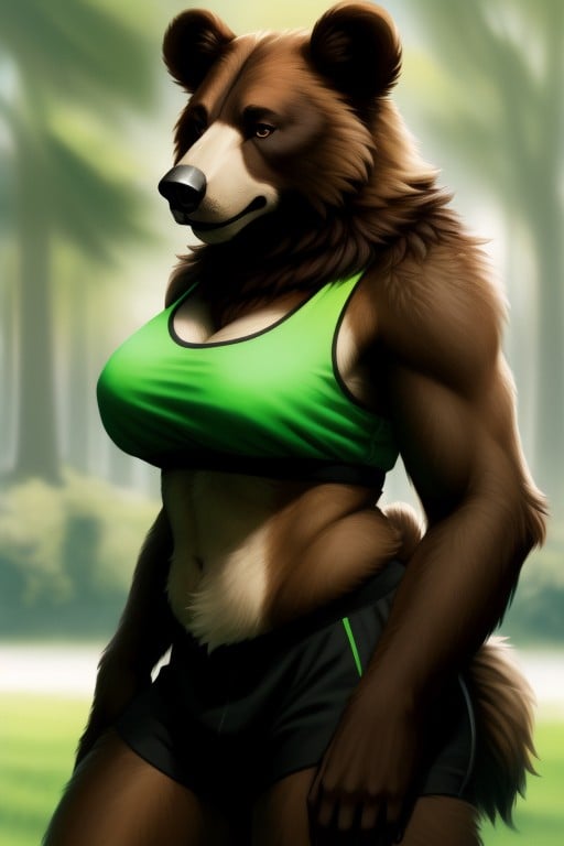 Sport Bra, Bear, Massive Breast Furry AI Porn