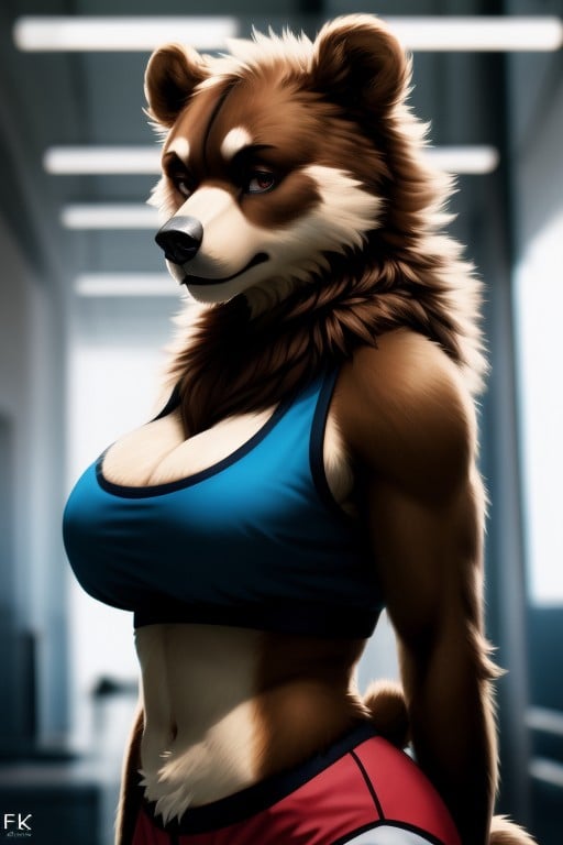 Massive Breast, Bear, Sport Bra Furry AI Porn