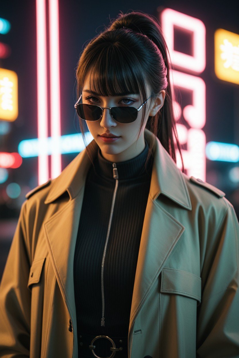 Cyberpunk Hacker, Asian City, Trench Coat Furry AI Porn