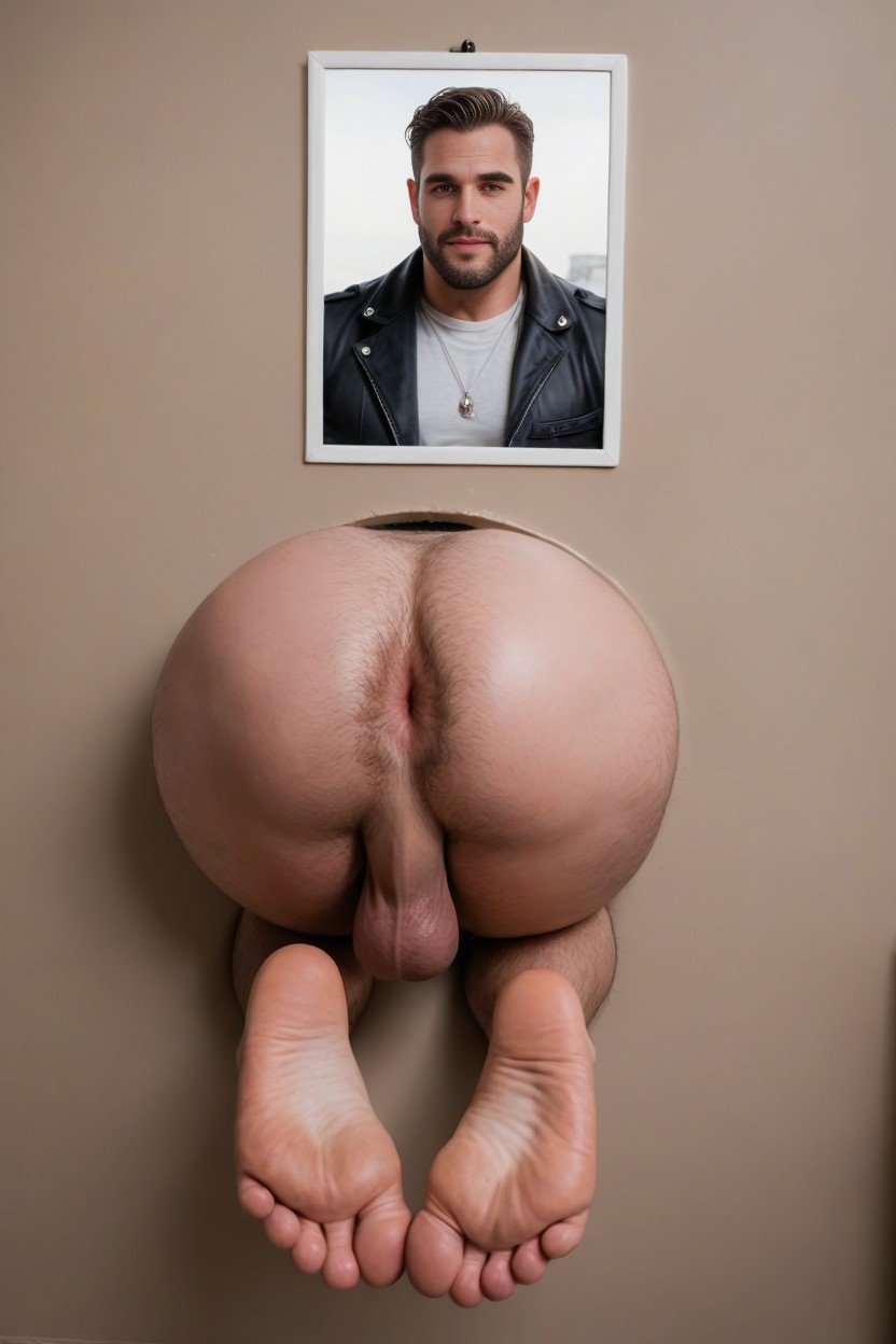 White Hair, Big Dick And Balls, Hairy Anus AI Gay Porn