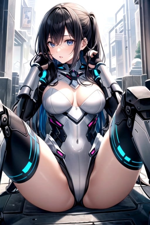 Black Hair, 1 Person, Robot Armor Shemale AI Porn