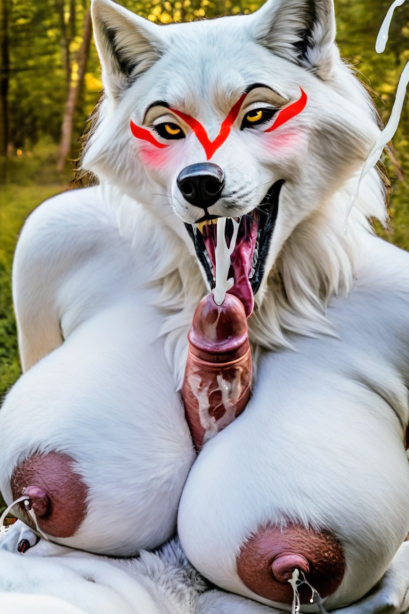Eyes Look Down, Black Sclera, Massive Breast Furry AI Porn