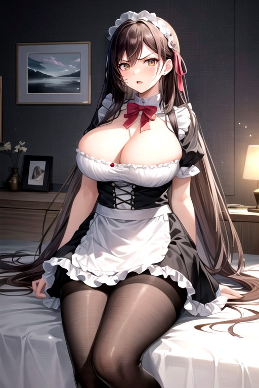 Brown Eyes, Bedroom, French Maid AI Porn