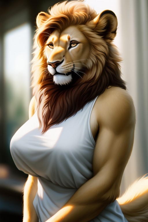 Lion, Massive Breast, Wedding Dress Furry AI Porn