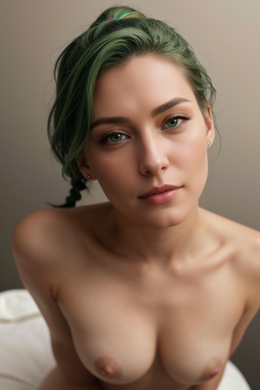 Front View, Green Hair, Top Down Shemale AI Porn