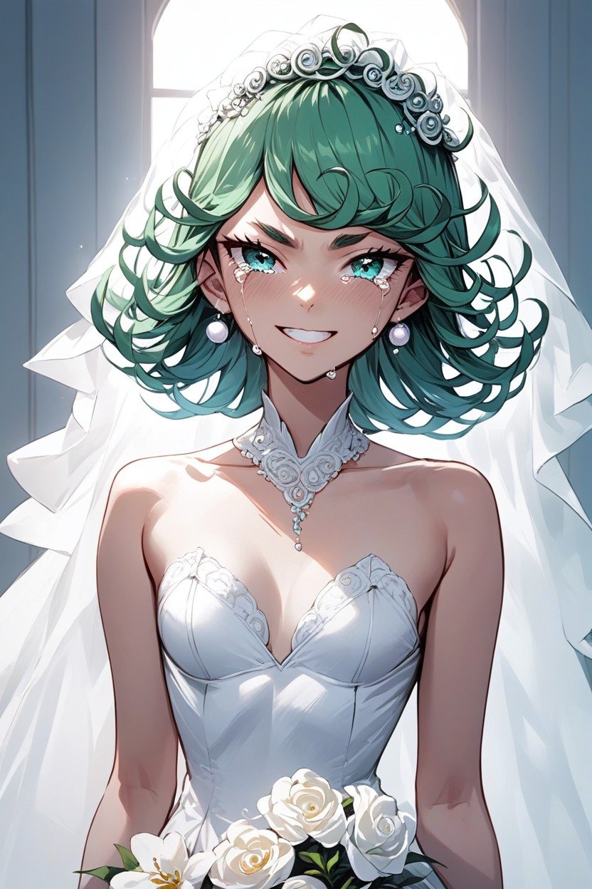 Happy Crying, Tatsumaki, Wedding Dress AI Porn