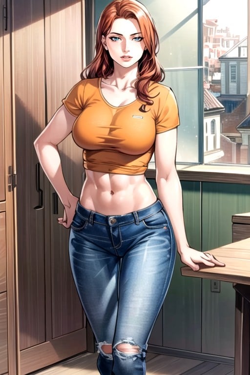 Casual, Ruiva, Comic Pornografia de IA