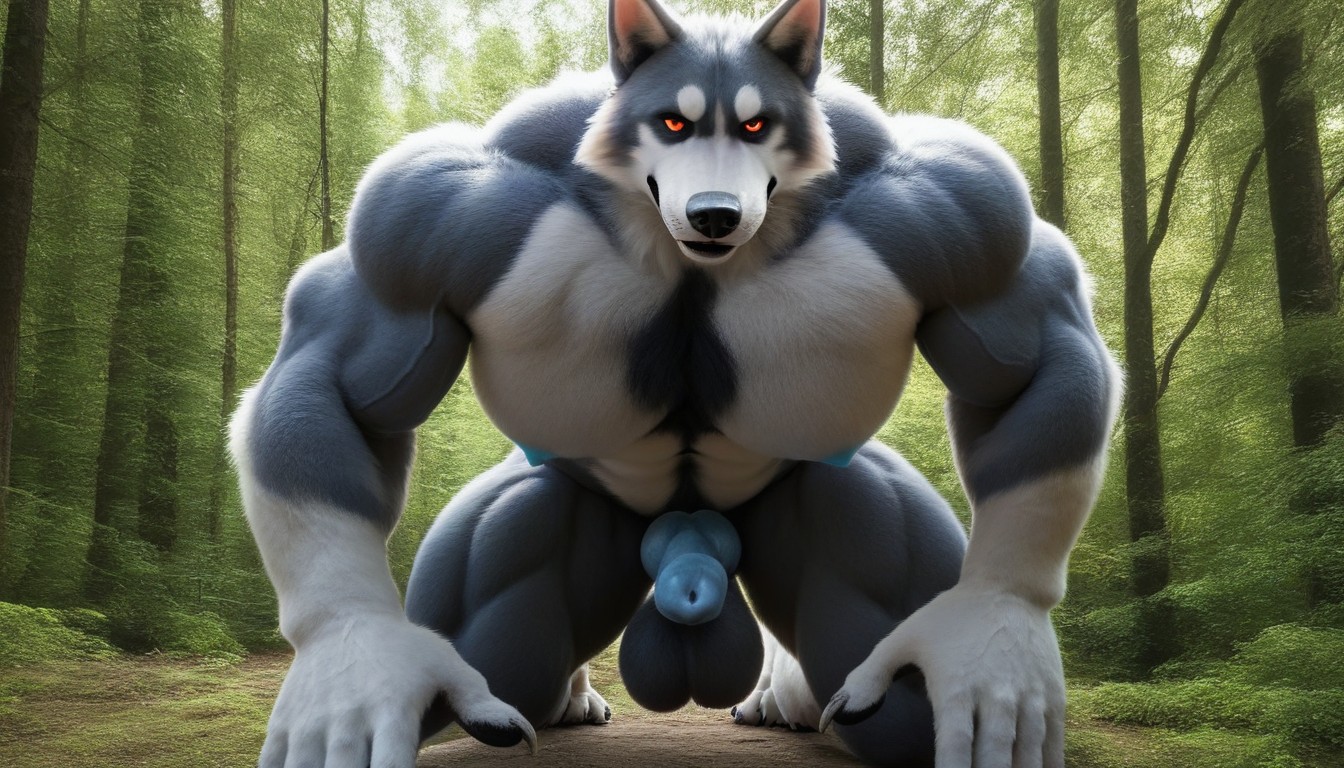 фурри гей порно собак Masculine, Мускулистое, Standing On All Fours ИИ гей порно