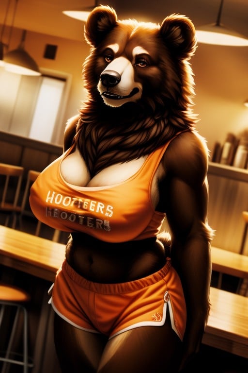 Ours, Sein Massif, Fille De HootersPorno IA Furry