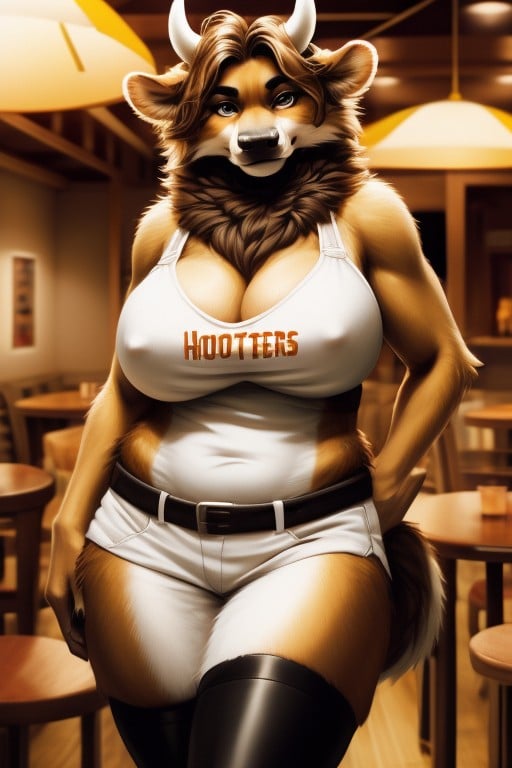 Vaca, Pechos Masivos, Chica De HootersPorno AI Furry