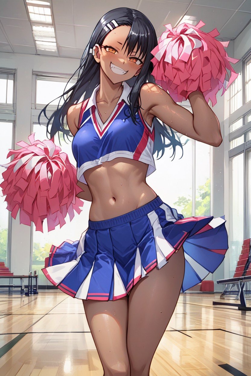 Cheerleader Outfit, Pose, School Gym헨타이 AI 포르노