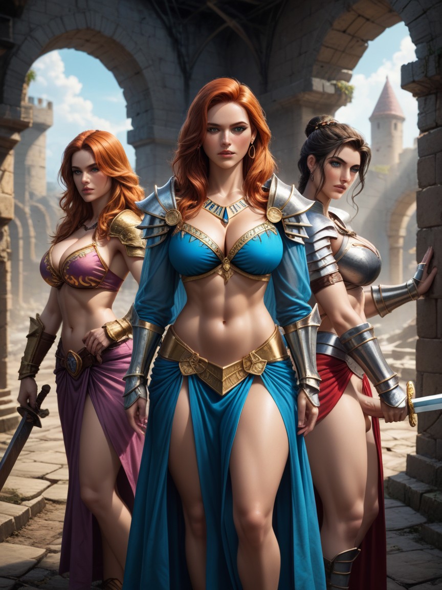 Redhead, Armor, Blonde Shemale AI Porn