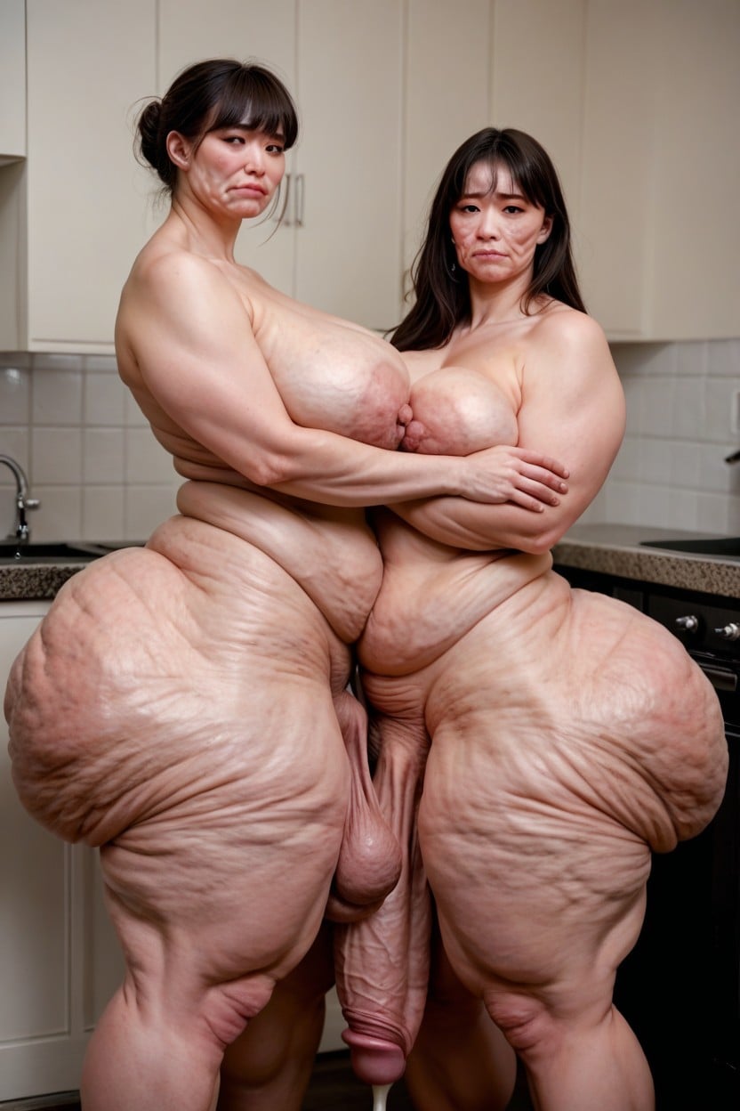 Saggy Balls, Quality, Obese Fat Woman Shemale AI Porn