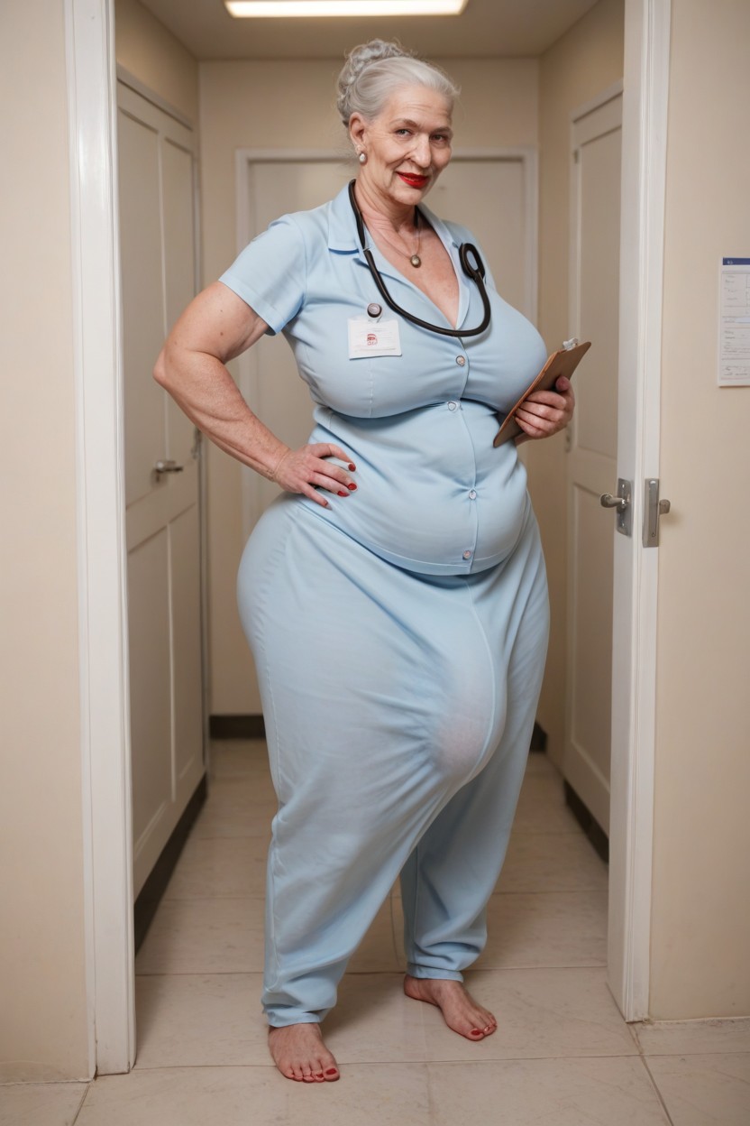 Ponytail, Gigantic Saggy Breast, Oversized T Shirt Shemale AI Porn