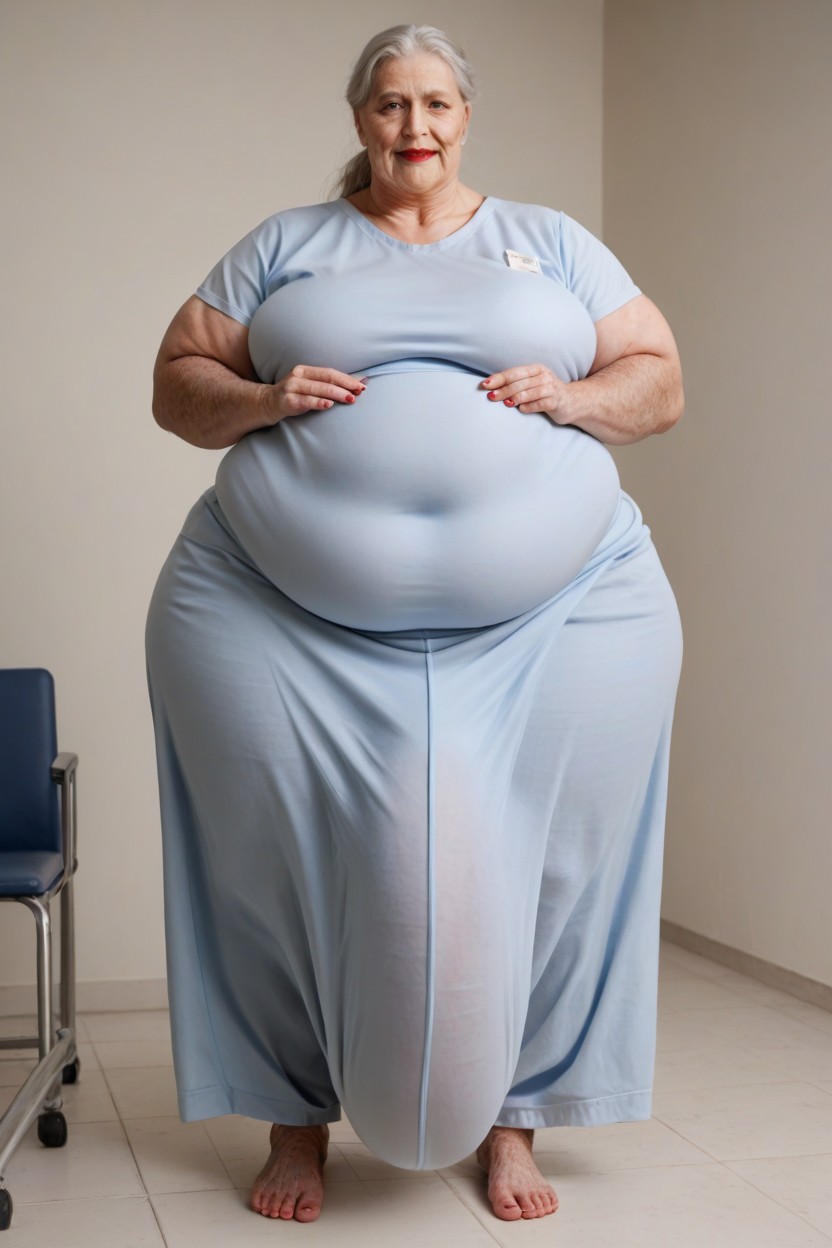 Doctors Scrubs, Covered By Hair, Curly Shemale AI Porn