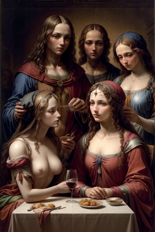 Realistic, Beautiful Image And Realistic, Naked Women With Hairstyles And Precious Jewelry AI Porn