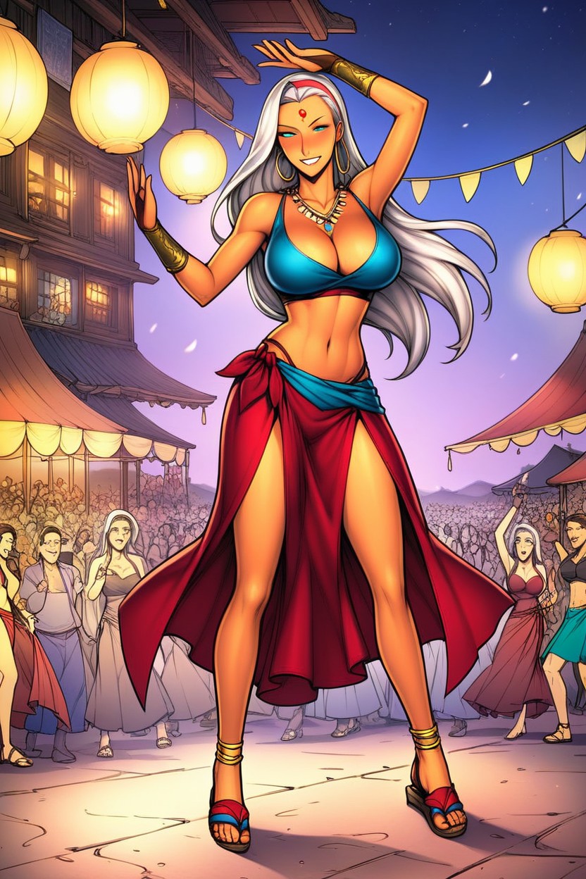 Forehead Jewel, European Town, Correct Anatomy Hentai AI Porn