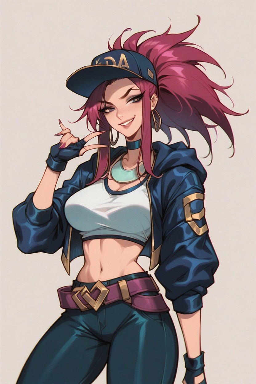 Kda Akali From League Of Legends, Large Breast, Smug Expression Asian AI Porn