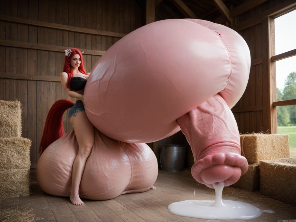 Hyper Massive Gigantic Balls, Pony Cock Bigger Than Body, Inflated Hyper Ballooning Pair Of Breastsbreasts Leaking Milk Pornografia de IA