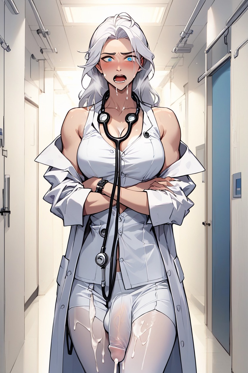 Small Breast, Bra, Arms Crossed Shemale AI Porn