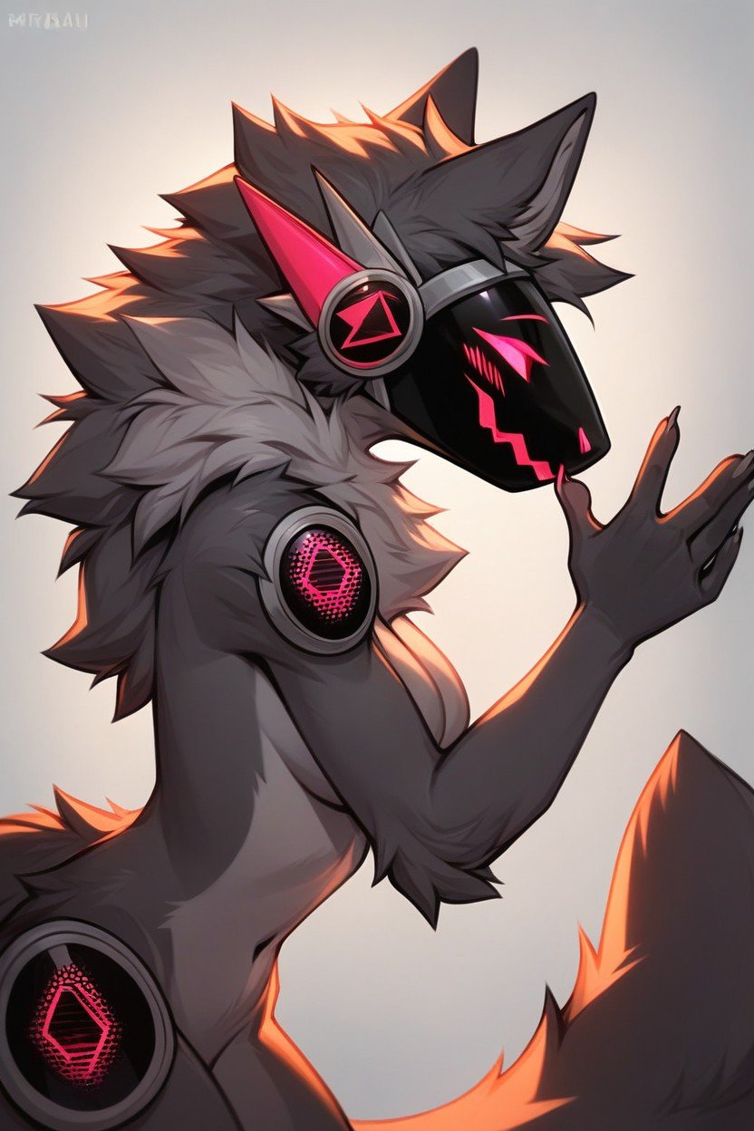 Nude, Female Protogen Furry AI Porn