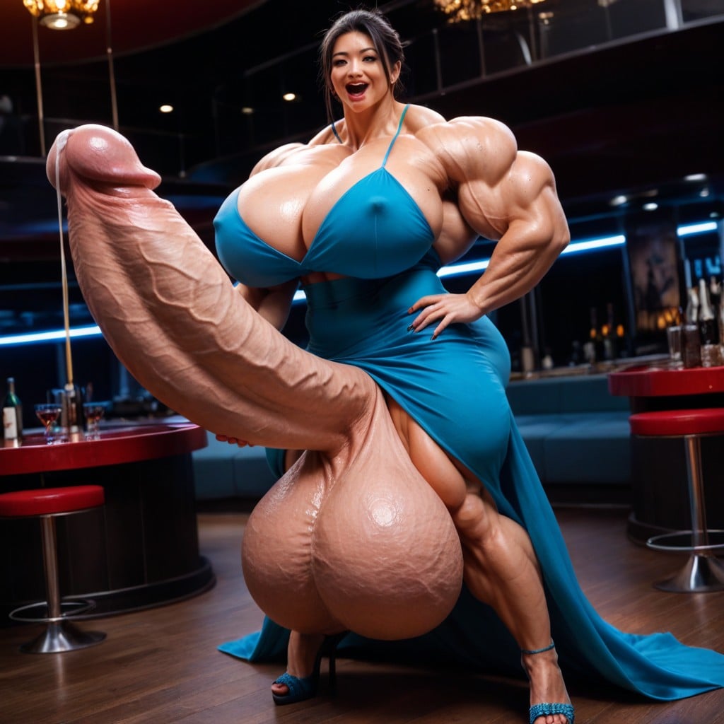 Hyper Penis Futa, Nightclub, Hyper Massive Muscles Japanese Woman Shemale AI Porn