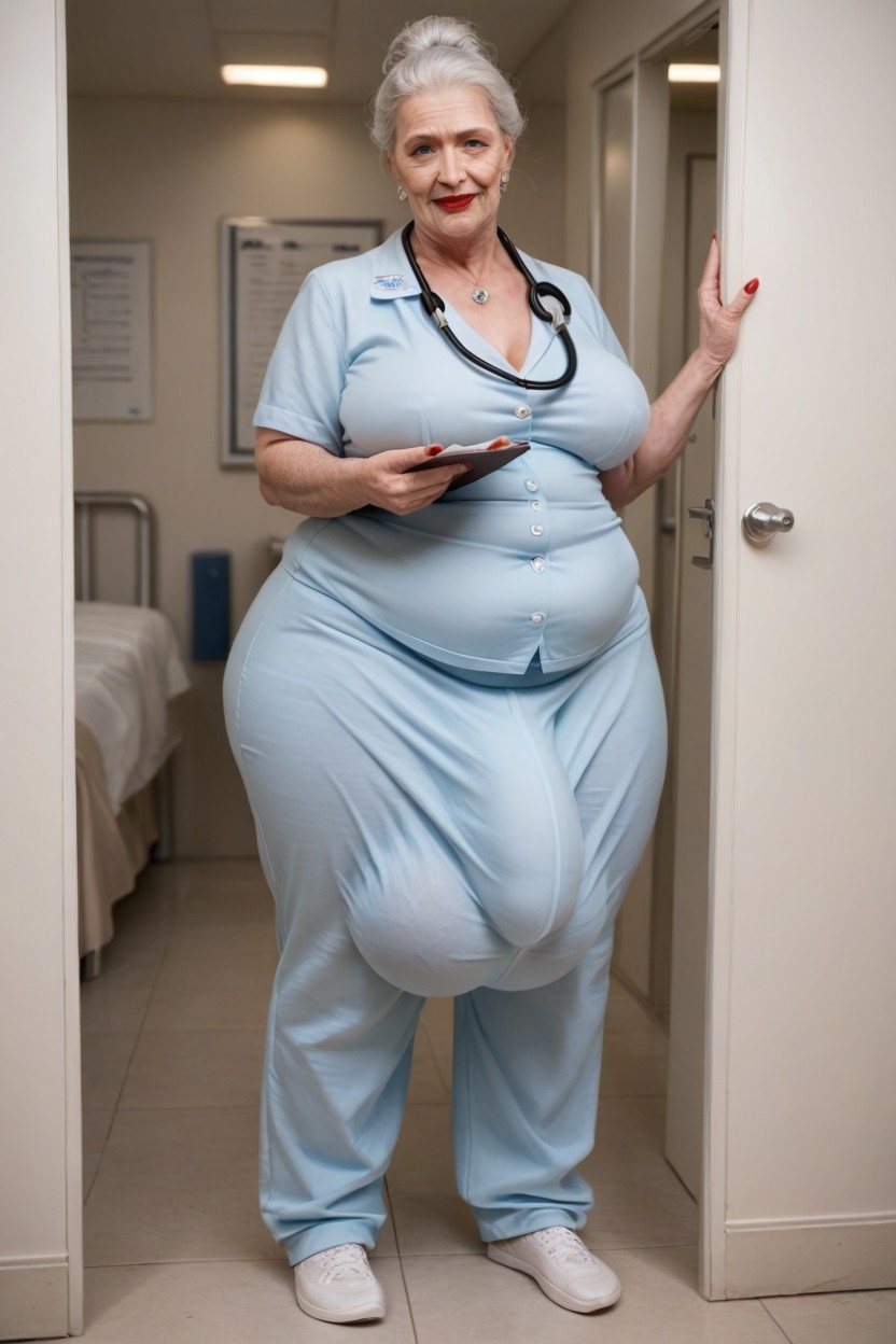 Obese, Ponytail, Extreme Cellulite Under Clothing Shemale AI Porn
