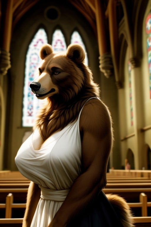 Vestido De Casamento, Bear, Igreja Pornografia peluda com IA