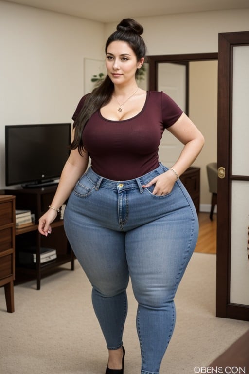 Hair Bun, Hispanic Beauty, High Rating AI Porn