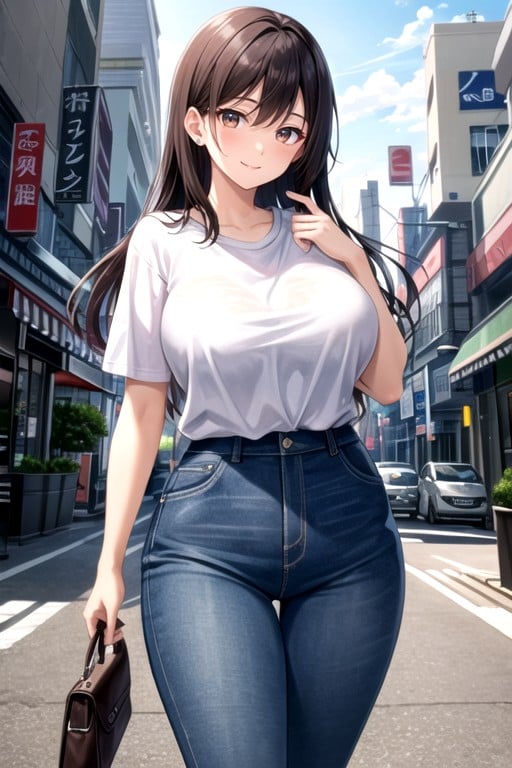 Asian City, Casual, Rounded Ass AI Porn