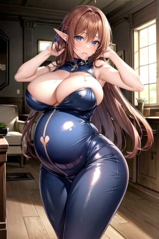 Redhead Elf With Blue Eyes And Long Hair, ラテックススーツ, Big Round AssニューハーフAIポルノ