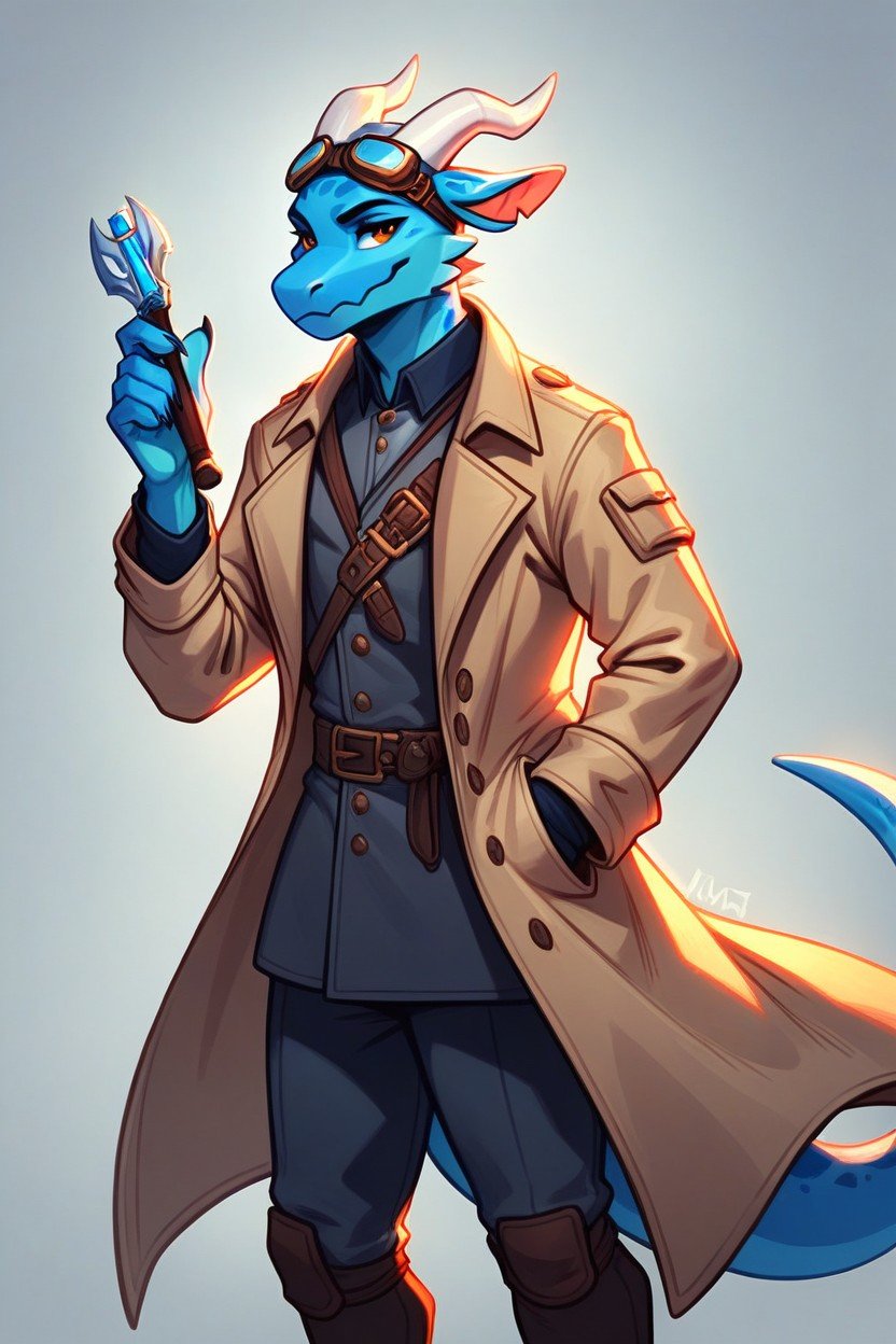 Horns, Blue Kobold, Scalie퍼리 AI 포르노