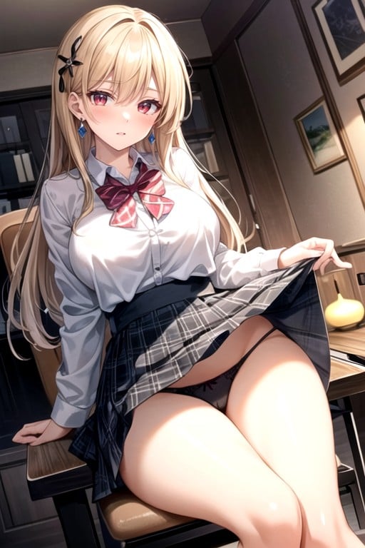 Skirt, Japanese Text, BlondeニューハーフAIポルノ