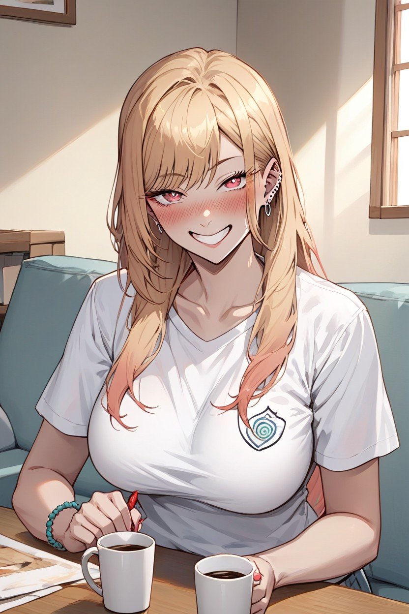 Camiseta Gráfica, Kitagawa Marin From Sono Bisque Wa Koi Wo Suru, Sala De Estar Hentai IA pornografia