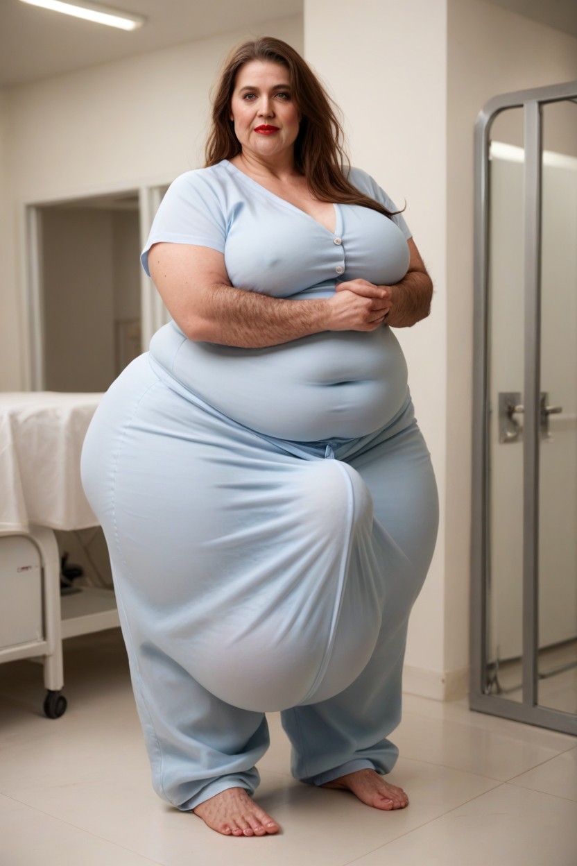 Gigantic, Long Bushy Hair Covering Thighs, Hair Bun Shemale AI Porn