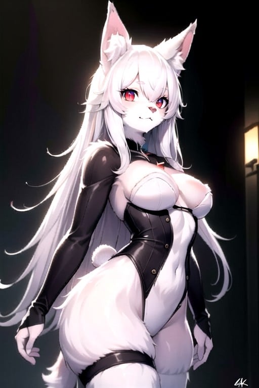 White Hair, Long Length, Red Eyes AI Porn