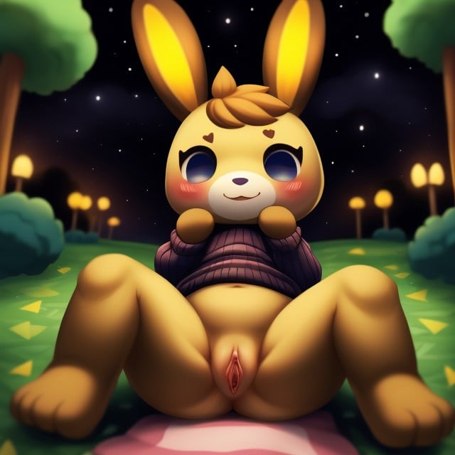 Looking At Viewer, Bunny, Animalcrossing BodyPorno AI Furry