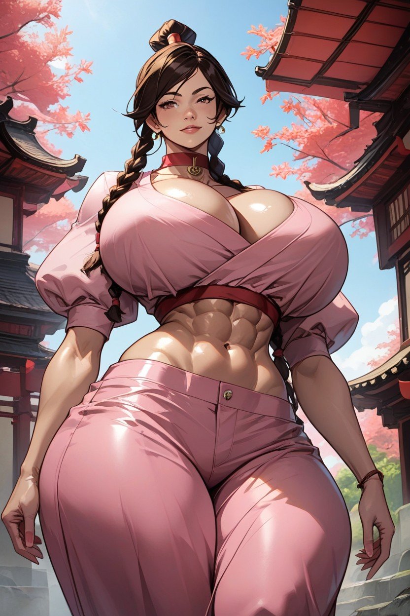 Default Costume Tight At Boobs And Ass Ty Lee Is Wearing A Pink Top With Puffy Sleeves, Extremadamente Pesado En La Parte Inferior, WomanPorno AI