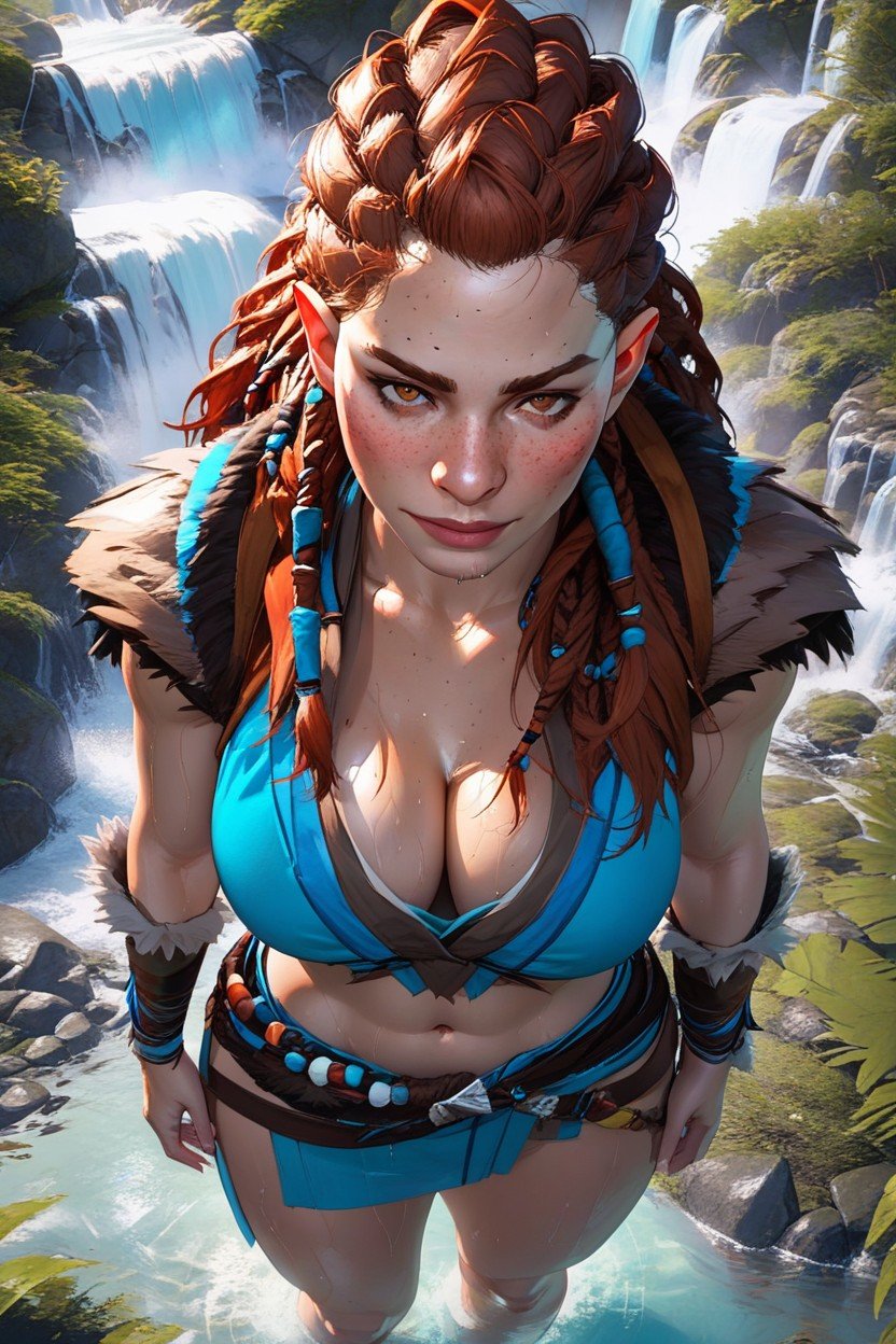 De Cima Para Baixo, Standing, Aloy From Horizon Zero Dawn Pornografia de IA