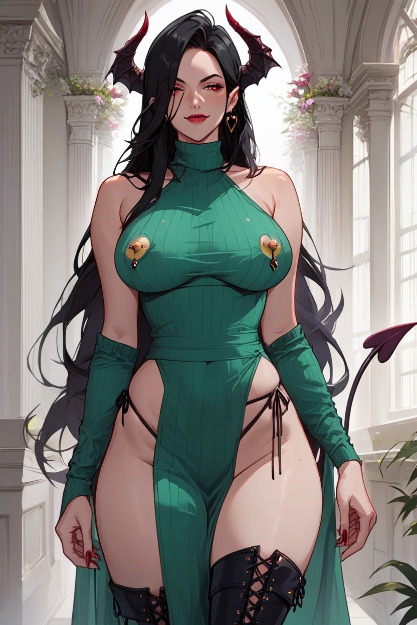 Succubus, Thigh High, Black Hair Furry AI Porn