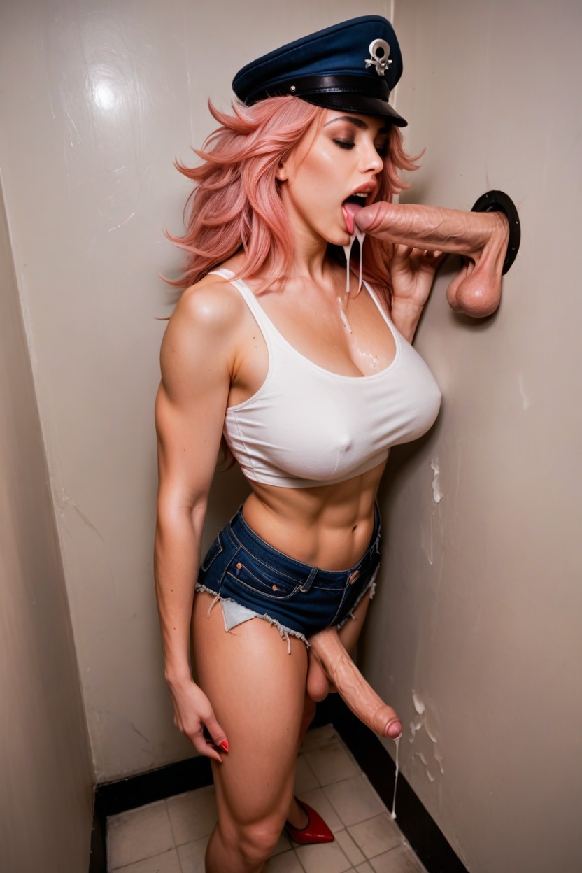 Messy Hair, Mouth Seen In Glory Hole, Glory Hole In Clear View Shemale AI Porn