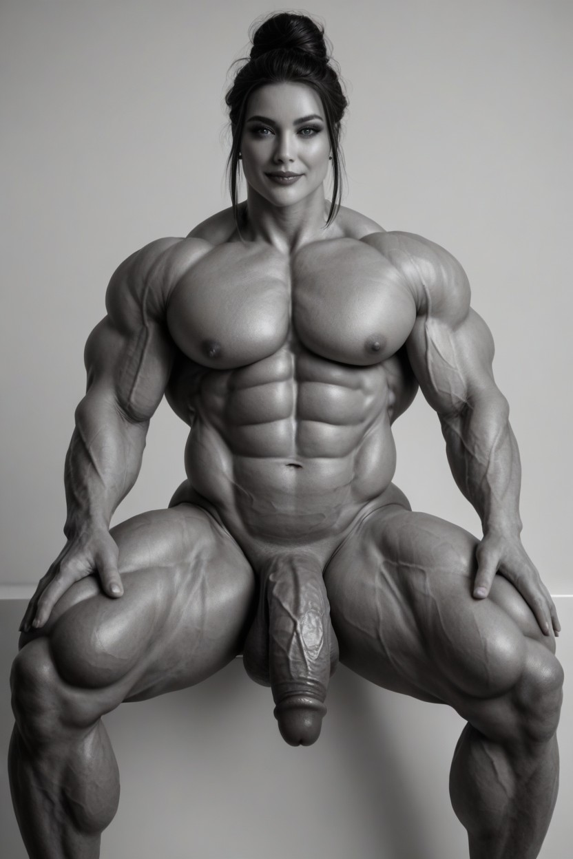 Big Broad Bulging Muscle Shoulders, Ripped Veiny Muscle Hunk, Hyper Muscle Shemale AI Porn