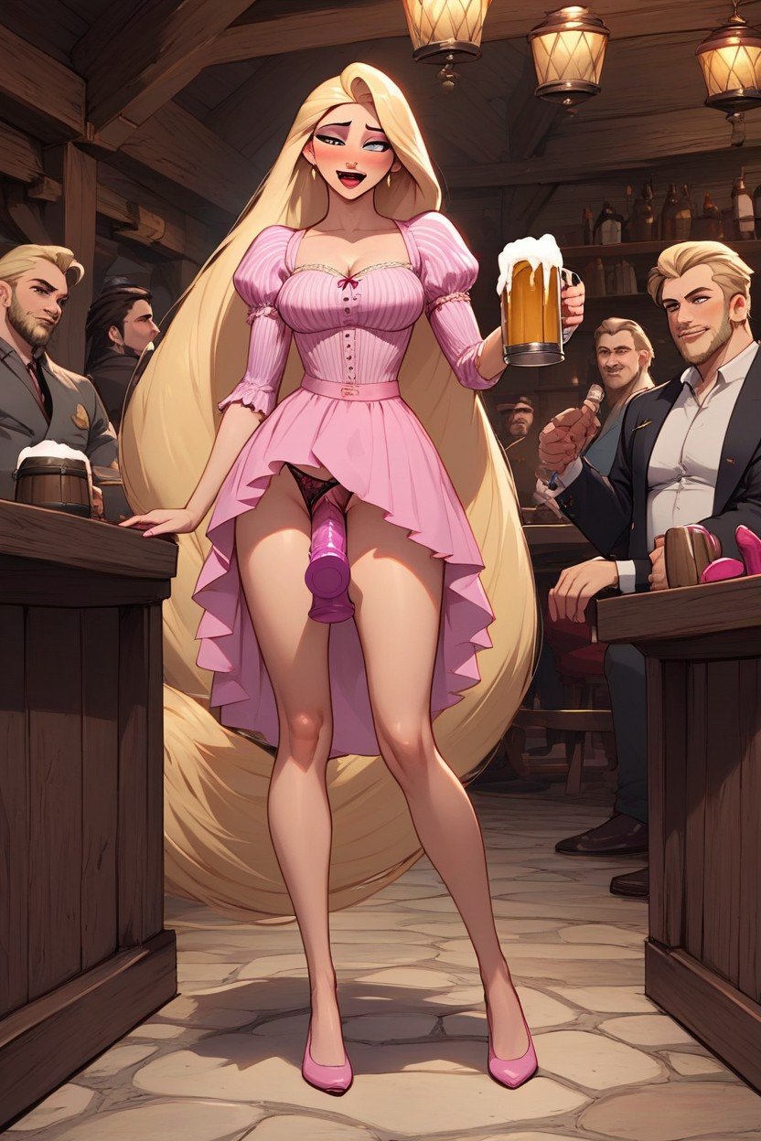 Holding Beer, Dildo Ride, In Tavern AI Porn