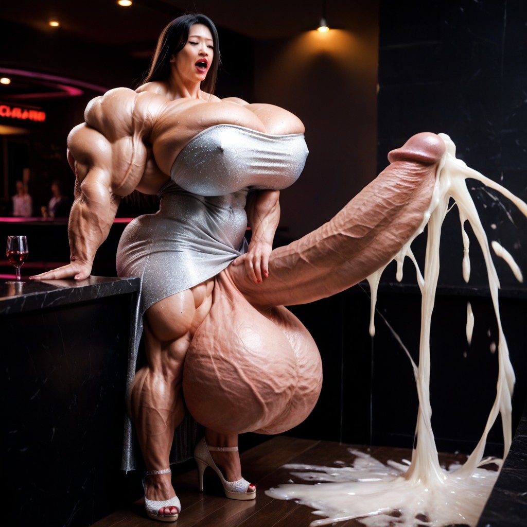 Dress, Heels, Excessive Cum Shemale AI Porn