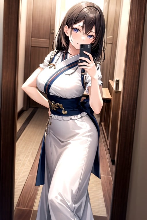 Bust Shot, Korean Dress, Arms Crossed AI Porn