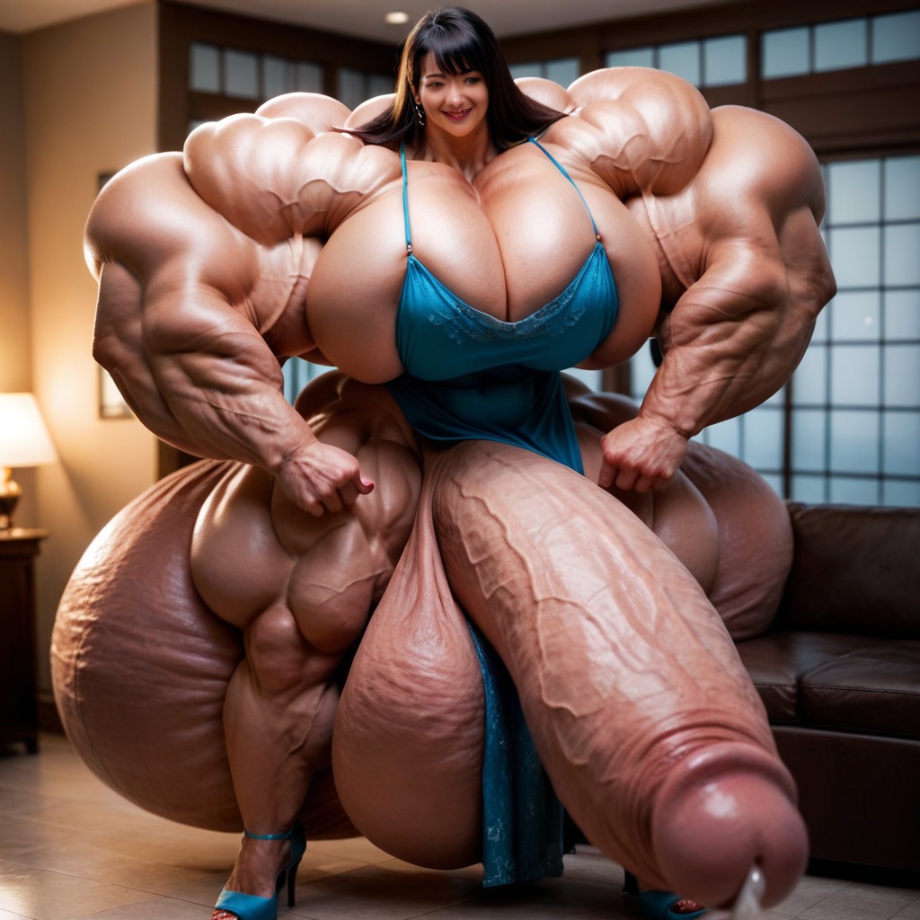 Horny, Gigantic, Hyper Big Testicles Shemale AI Porn