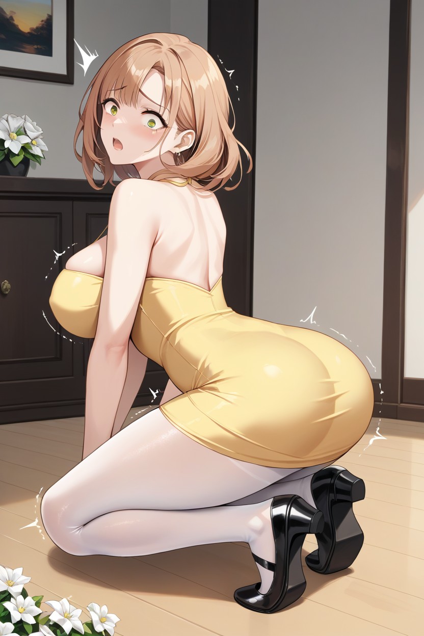 Black Ballet Flats Shoes, Body Starts Trembling Shaking, Body Grows Taller Hentai AI Porn